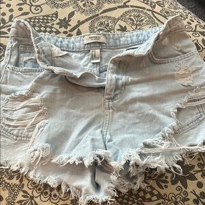 Forever 21 Light Blue Distressed Denim Shorts